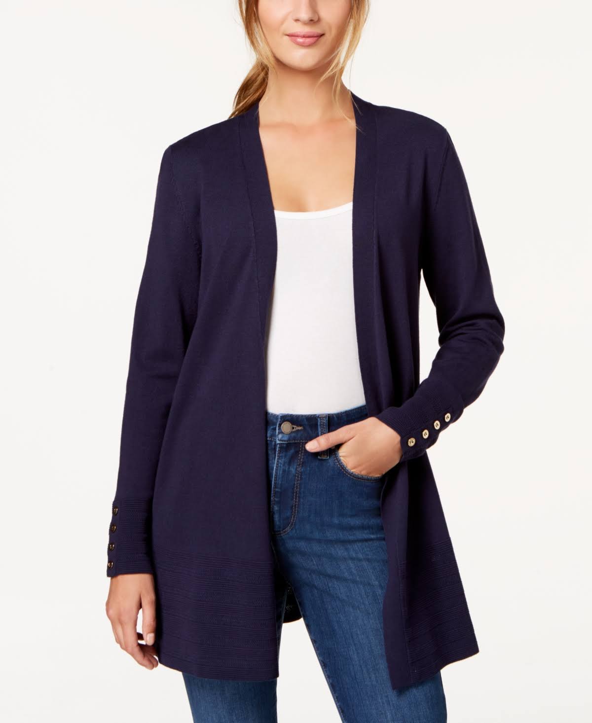Charter Club Open-Front Cardigan, Created for Macy&s - Intrepid Blue