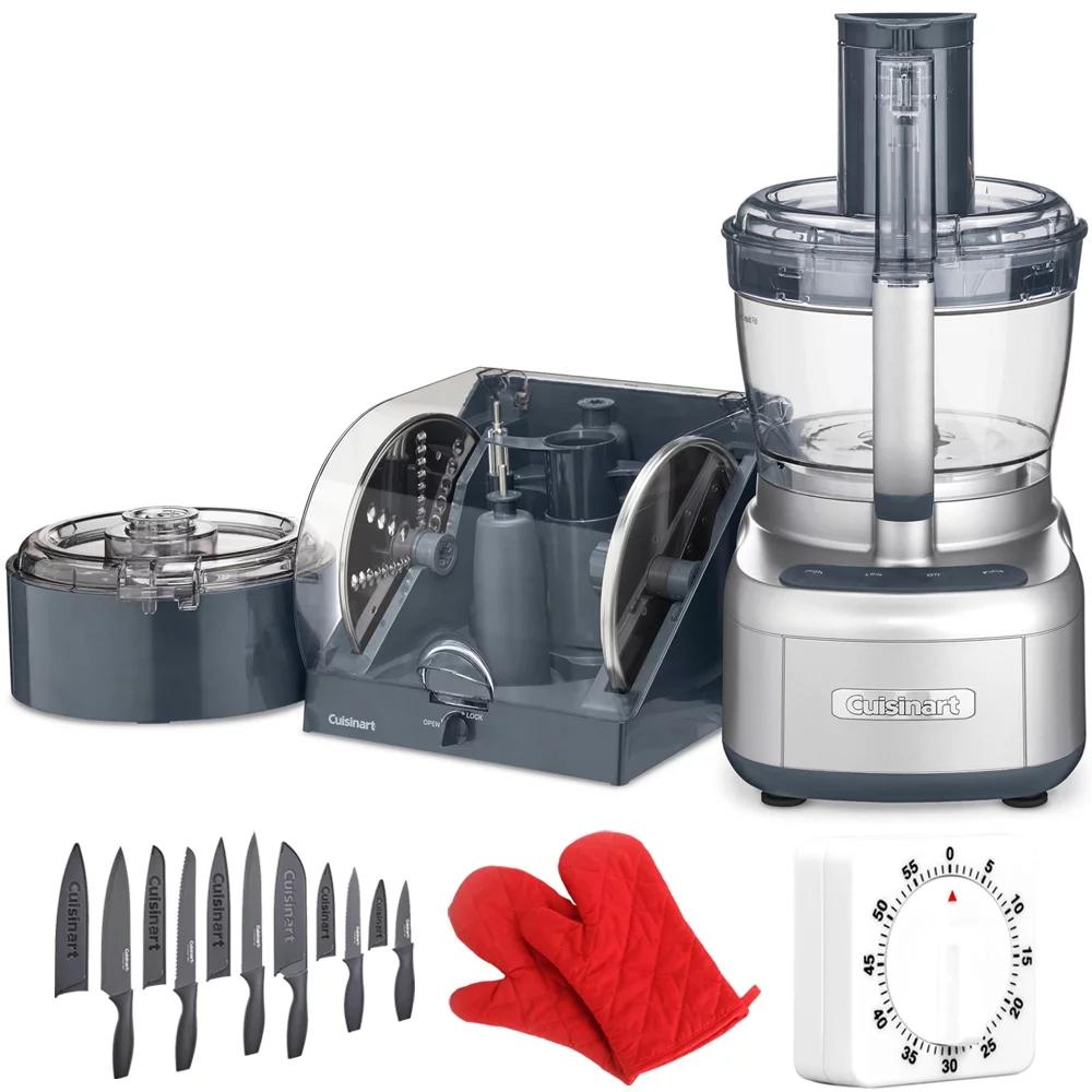 Cuisinart FP-1300SVWS Elemental 13-Cup Food Processor with Spiralizer and Dicer, Silver Bundle with Cuisinart 12 Piece Cutlery Set