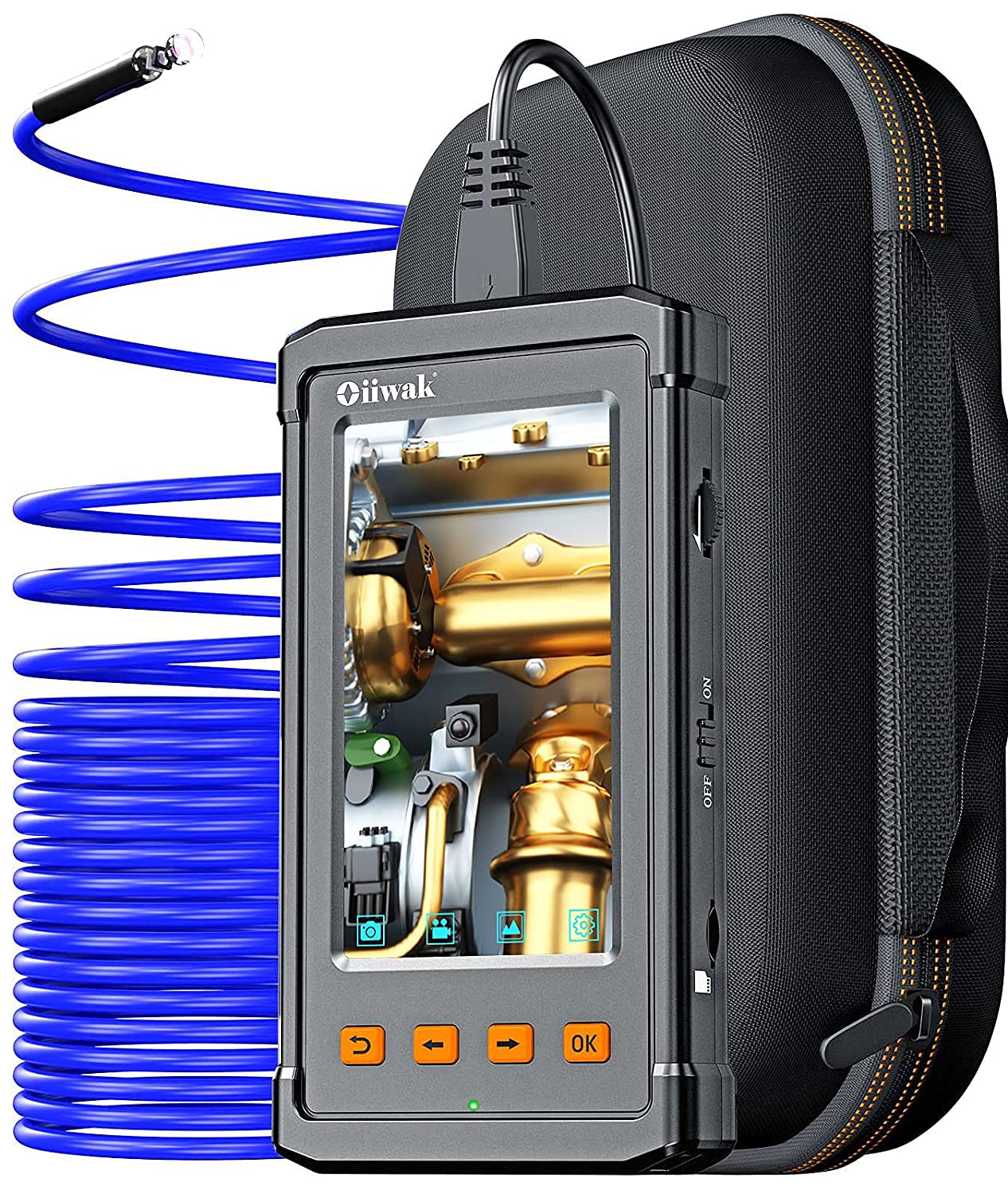 33FT Sewer Inspection Camera Oiiwak Industrial Endoscope Borescope Camera 5.5mm 1080P HD Waterproof Plumbing Camera Scope with Lights 4.3'039