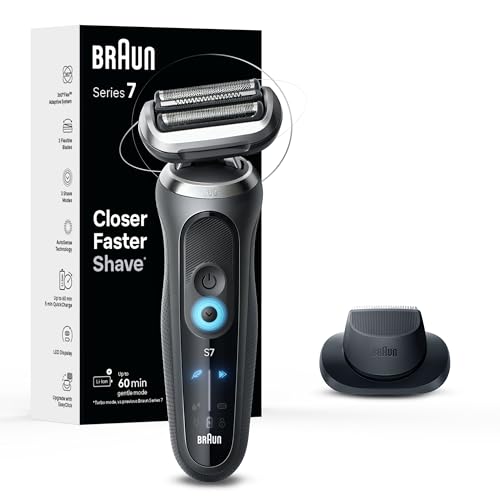 Braun Electric Shaver for Men, Series 7 7120s, Wet & Dry Shave, Turbo & Gentle Shaving Modes, Waterproof Foil Shaver, with Precision Trimmer