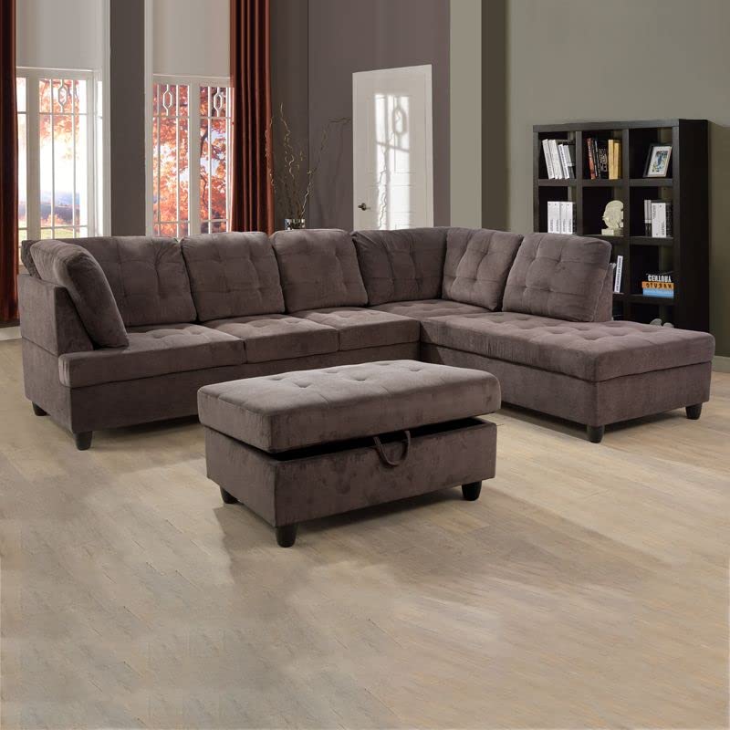 112''*84'' Sectional Couch, Corduroy Sectional Sofa Set, L Shaped Sofa Set for Living Room, Living Room furniture Set Apply to Home