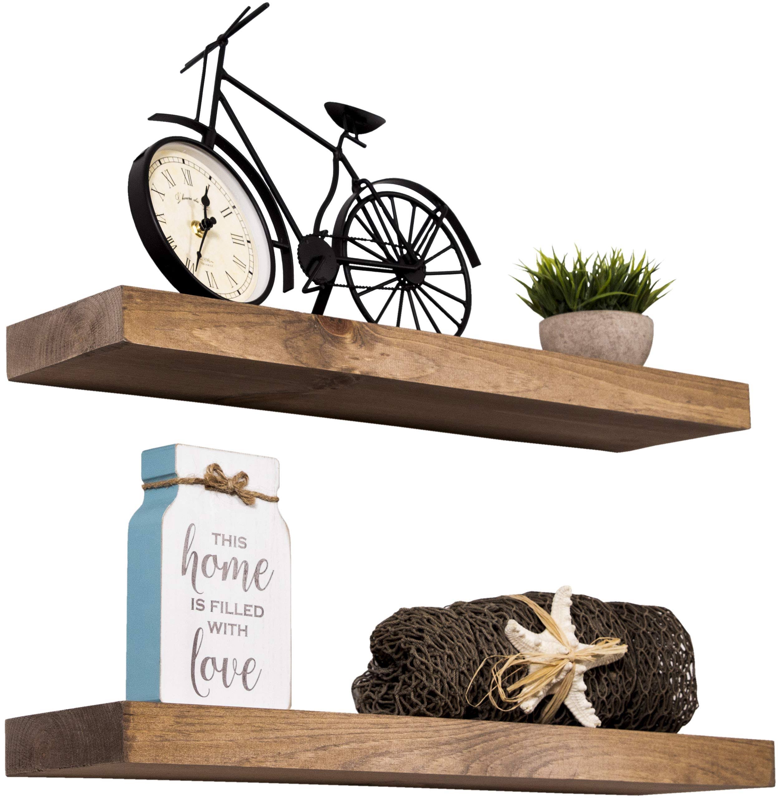 Floating Shelves Rustic Wood Wall Shelf USA Handmade Set of 2 - 36x22 x 5.5x22 - Special Walnut