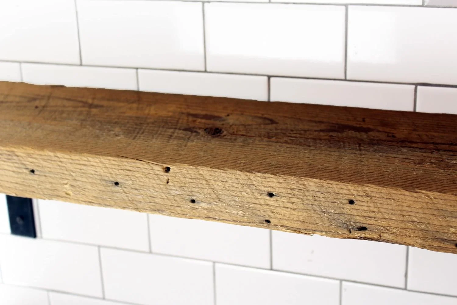 Reclaimed Wood Mantel Shelf | Easy-To-Install | Steel Angle Brackets Included | Rustic Decoration | 2" Thickness | 66" L X 8" D, Unfinished