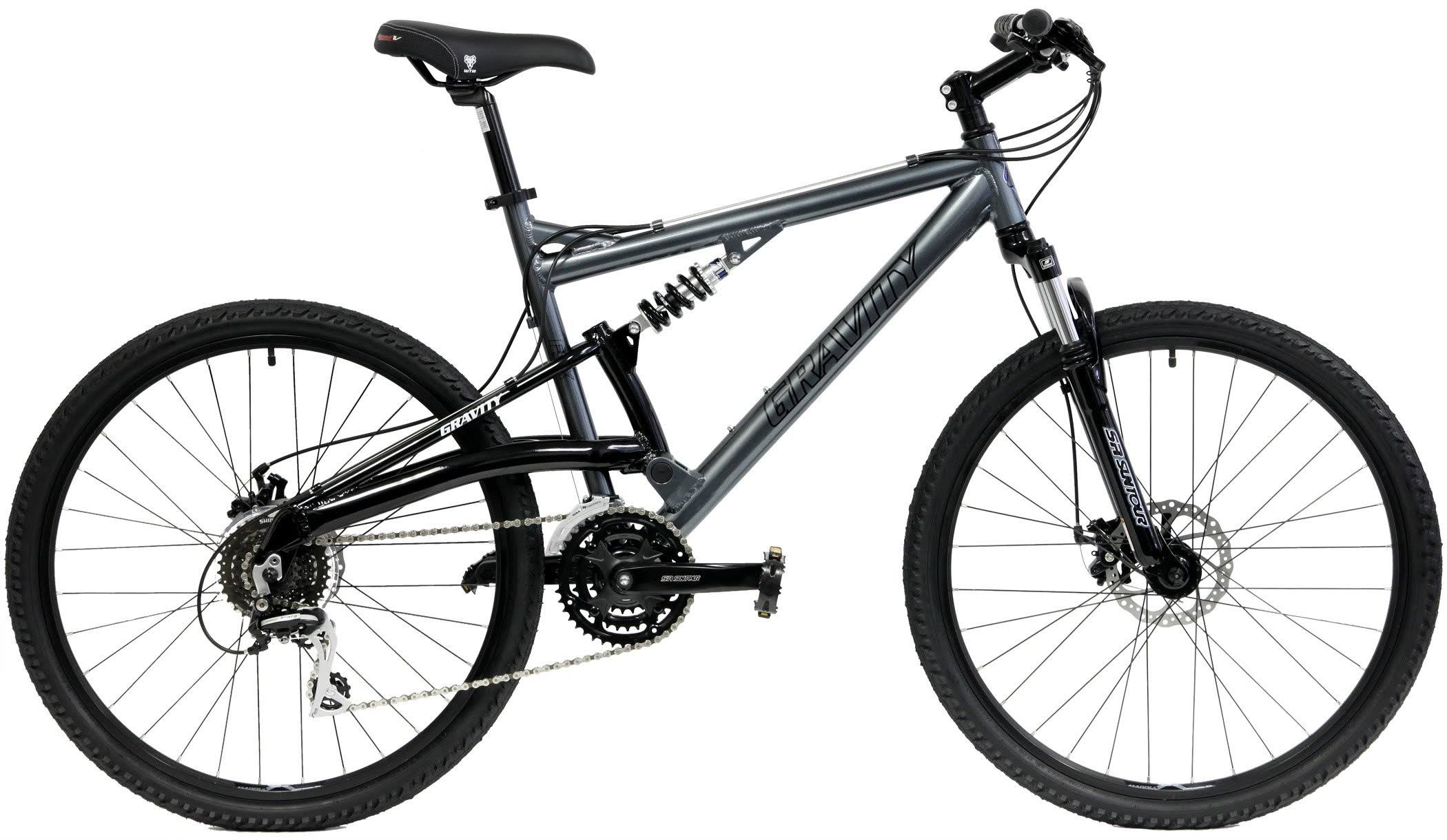 Gravity 2020 FSX 1.0 Dual Full Suspension Mountain Bike with Disc Brakes, Shimano SHIFTING (Gray, 17in)