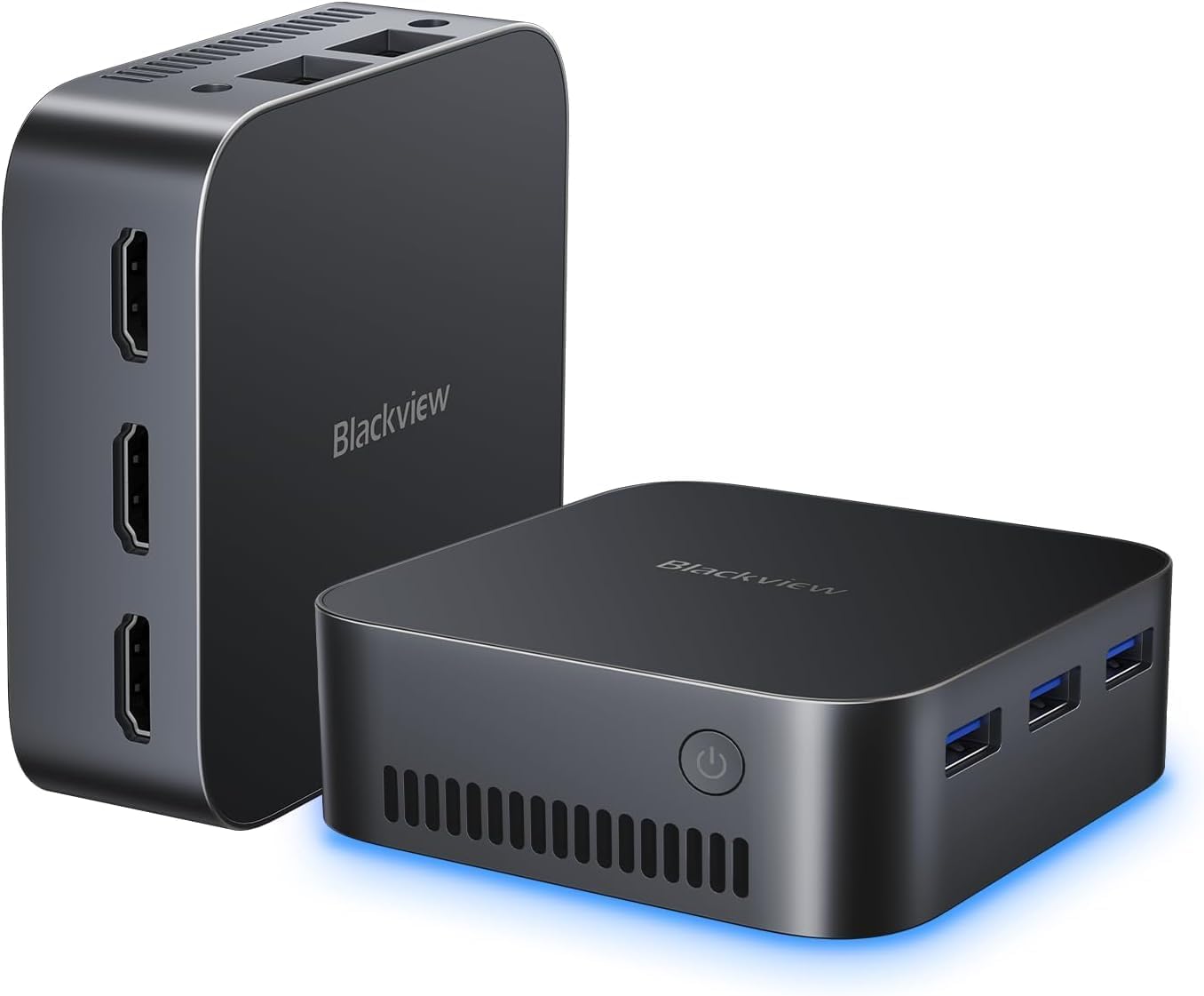 Blackview MP80 Mini PC Intel 12th N95(up to 3.4GHz), 16GB LPDDR5 512GB M.2 SSD Mini Desktop Computers Win 11, Support Dual LAN, 3 HDMI, 2.4/5G WiFi