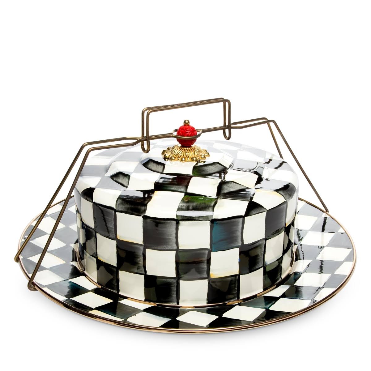MacKenzie-Childs Courtly Check Enamel Cake Carrier