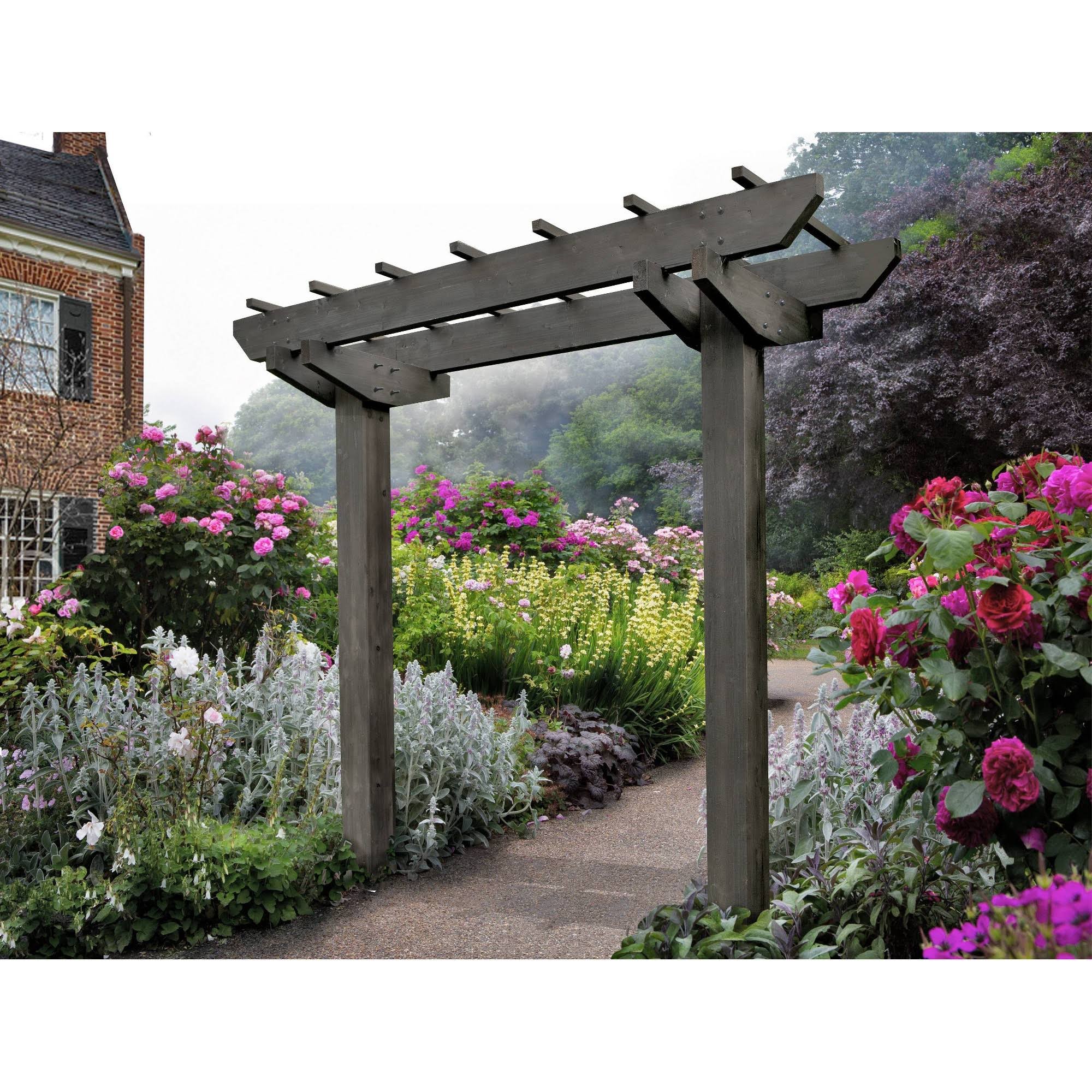 Vita 72 inch x 90 inch Wildwood 2 Post Cedar Arbor, Charcoal, Va68896
