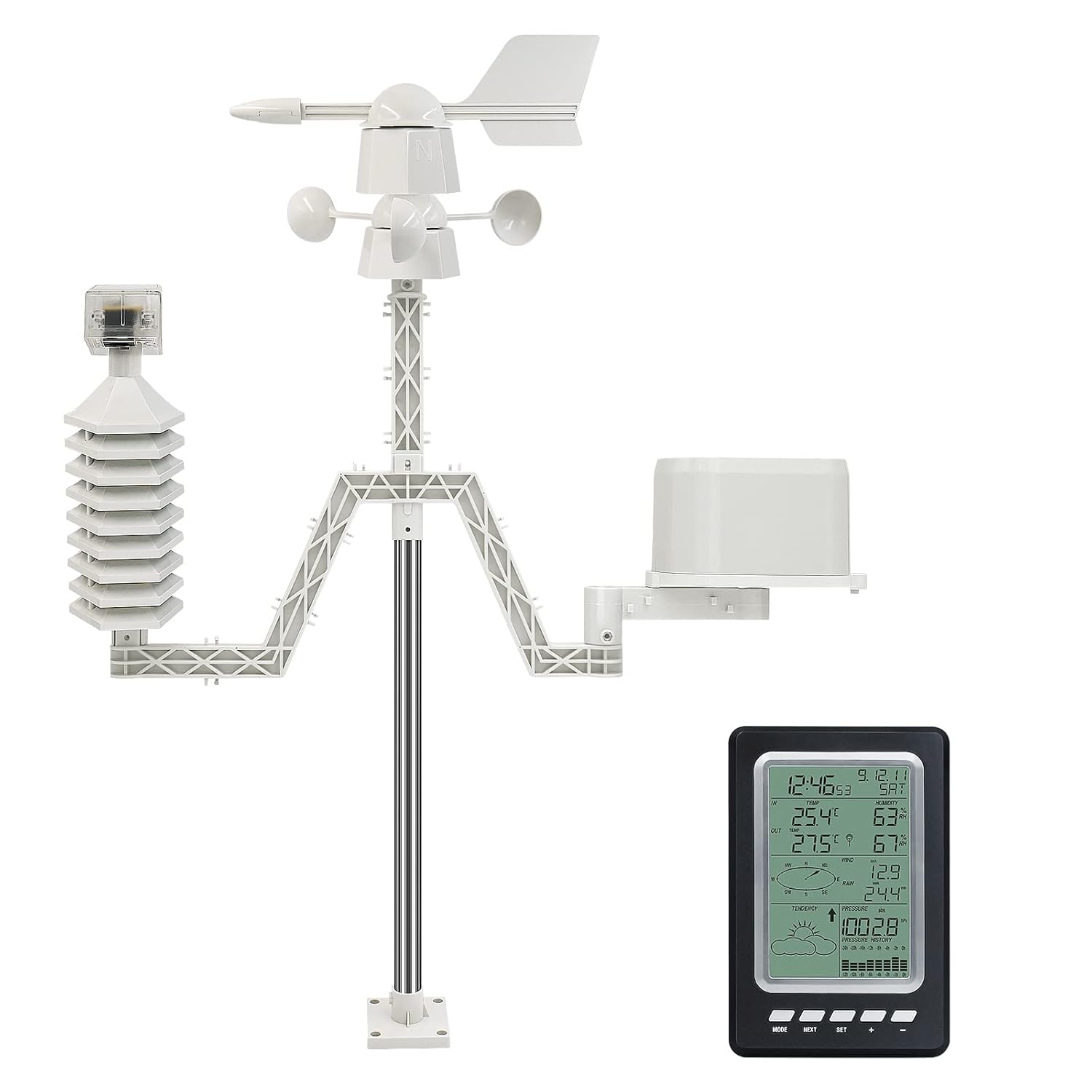 Metoluar Wireless Weather Station with LCD Display, Meteorological Instrument, Weather Forecast Station with Outdoor Sensor
