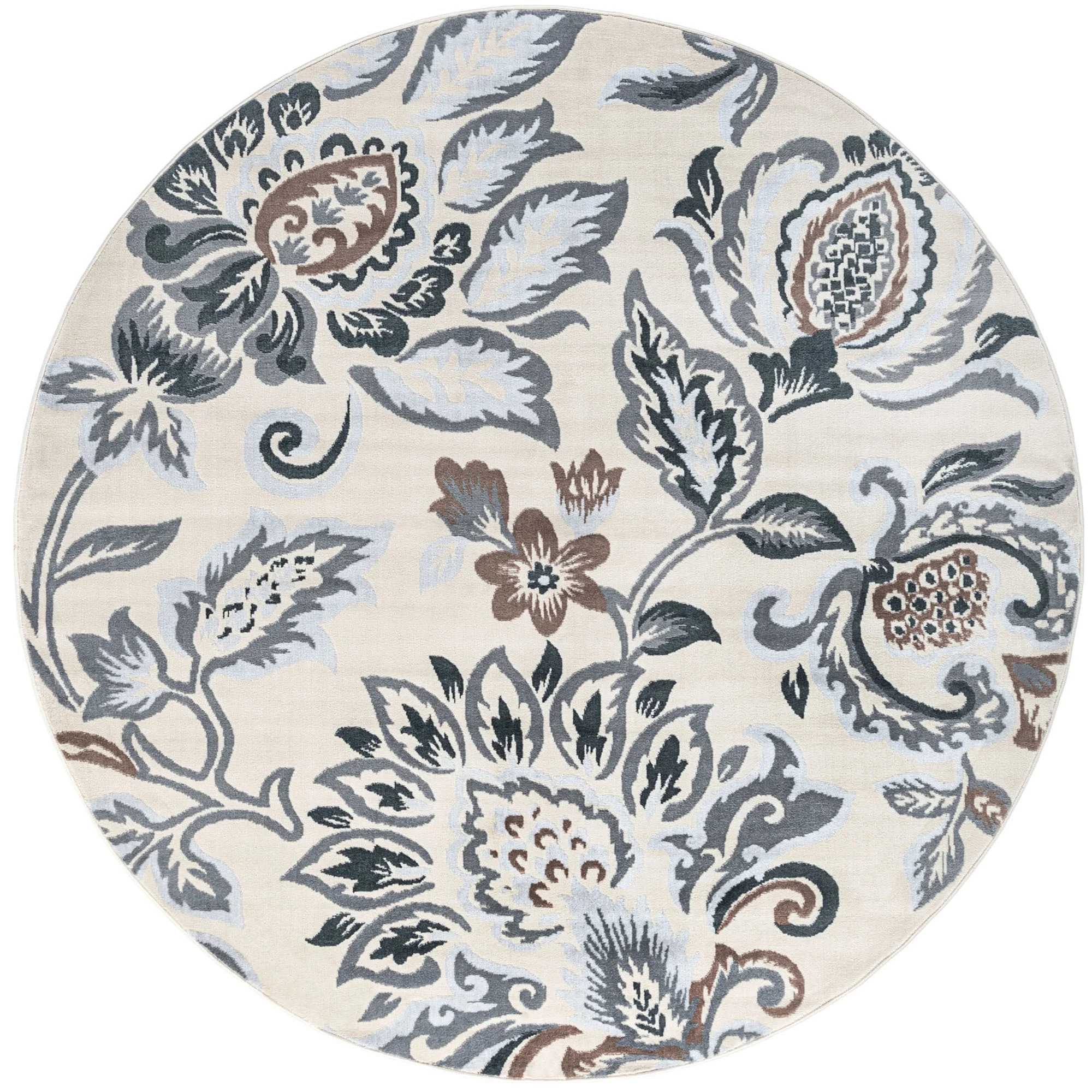6ft Round Traditional Cream Round Area Rugs for Living Room | Bedroom Rug | Dining Room Rug | Indoor Entry or Entryway Rug | Kitchen Rug | Alfombras