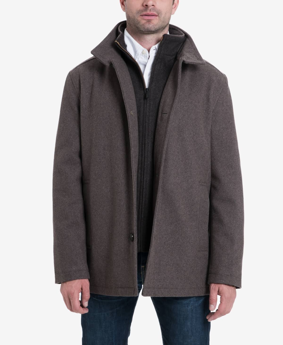 Mens London Fog Wool Blend Car Coat XL Mocha