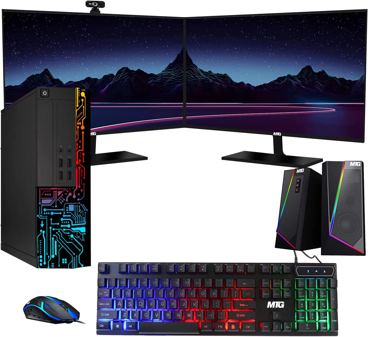 Restored Computer Desktop PC, Intel Core i5, TechMagnet Siwa 8, 8GB RAM, 500 GB HDD, New MTG Dual 24 Inch Monitor, MTG RGB Keyboard Mouse