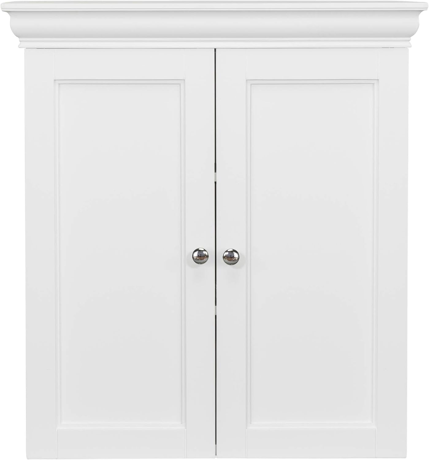 Elegant Home Fashions Stratford Contemporary Storage Bathroom Wall Cabinet Organizer, White