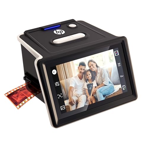 HP FilmScan Touch Screen Film & Slide Scanner Digitizer with 5&rdquo; LCD Screen, Quickly Convert Negatives & Slides to Digital 22MP JPEG Photos