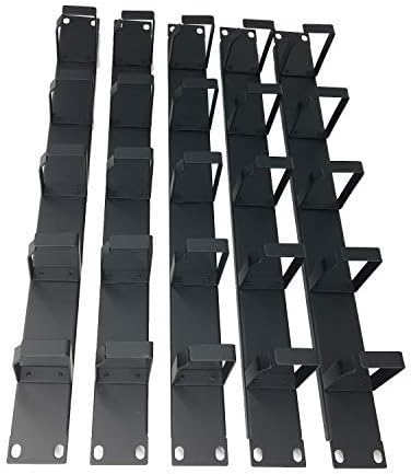 (5 Pack) 1U 5 D-Ring Cable Manager - 19 Inch Horizontal Rack Mount Metal Server Rack Wire Management System (5RCM5PC)