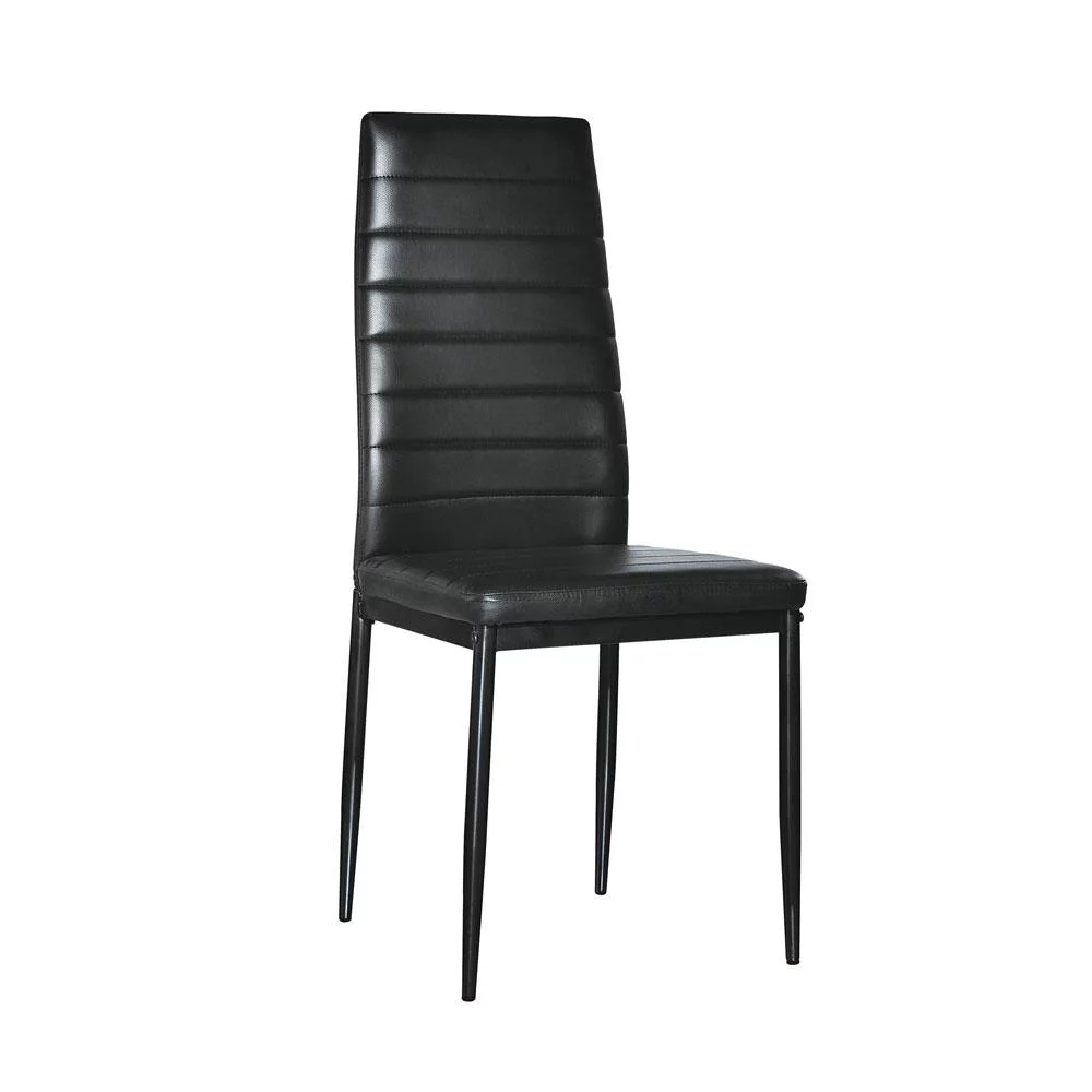 GoDecor Set of 4 Dining Side PU Leather Elegant Design Home Furniture Black