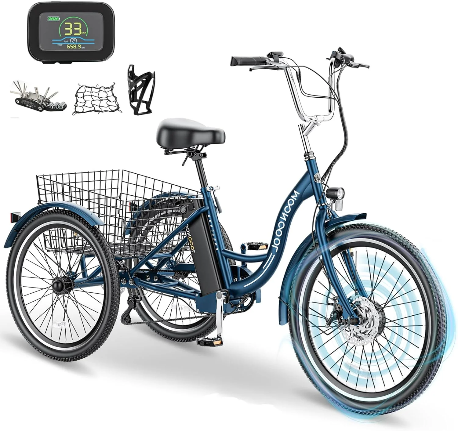 Mooncool 24 26 3 Wheel Electric Tricycle for Adults