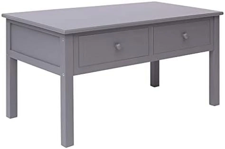 YZboomLife Wood Coffee Table with 2 Drawers - Gray Paulownia and Poplar  - Scandinavian and Farmhouse Style