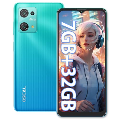 OSCAL C30 Android Phone, Octa-Core 7GB+32GB/SD 1TB Unlocked Cell Phone, 6.5" HD+, 5080mAh Battery, 3 Card Slots Smartphones, 4G Dual SIM Phone