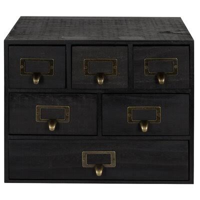 Three Posts Teen Apothecary Wood 6 Drawer Desk Organizer Finish: Black