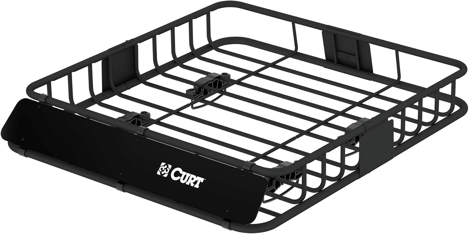 CURT 18115 Universal 42 x 37-Inch Black Steel Roof Rack Rooftop Cargo Carrier