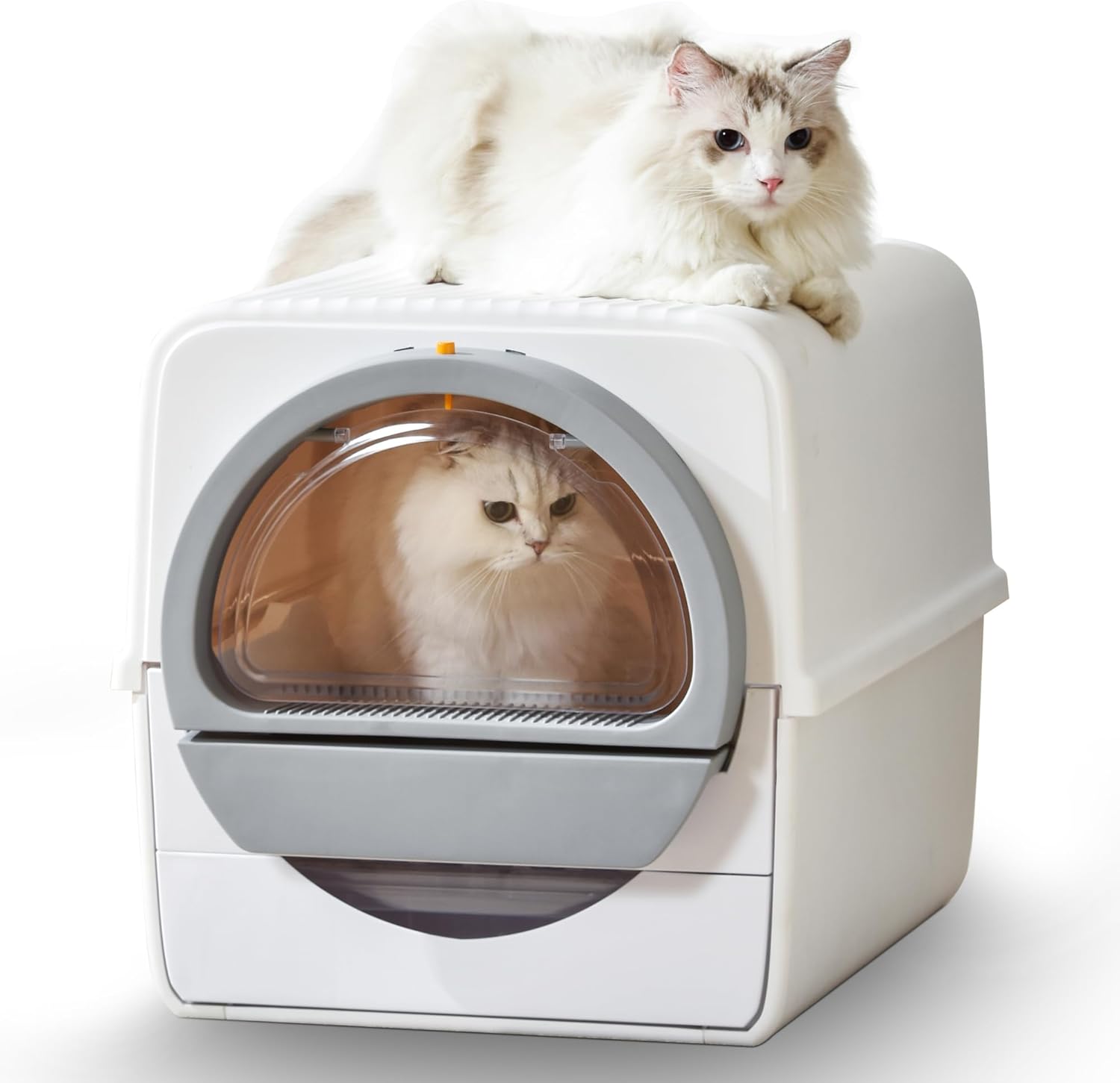 Self Cleaning Cat Litter Box Odor Control, Pull and Scoop Litter Box with Enclosed Lid