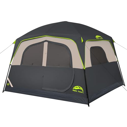 Happy Travel Tent 6 Person Tents for Camping, Waterproof Easy Setup Camping Tent with Rainfly