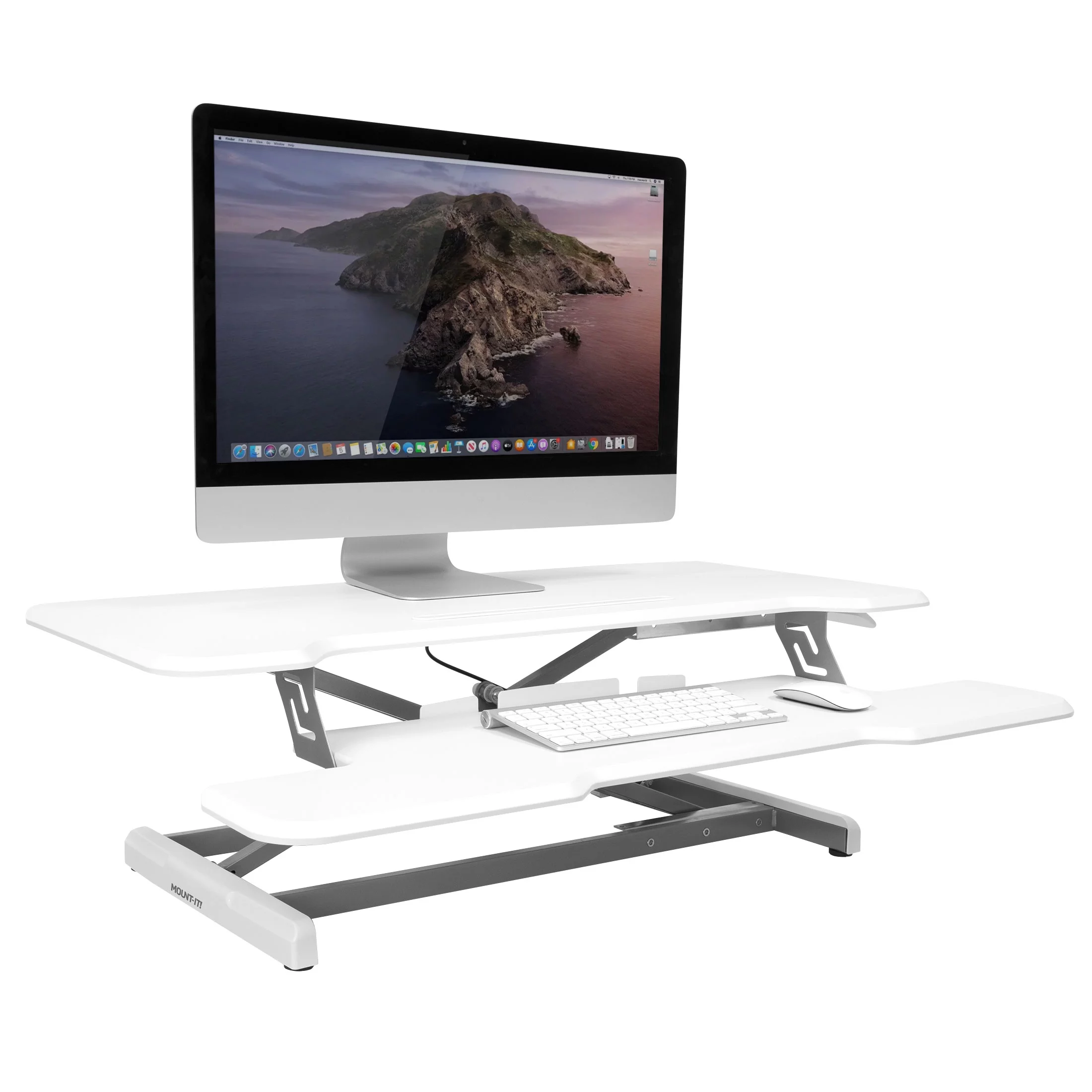 Mount-It! Extra Wide Sit Stand Desk Converter | Ergonomic