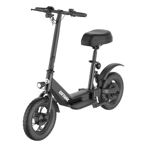Gotrax A5 Electric Scooter w/Seat for 13+, 12" Pneumatic Tire, Max 15.5 Miles &15.5 Mph Power by 400W Motor, Dual Rear Shock Absorber &Dual Brake