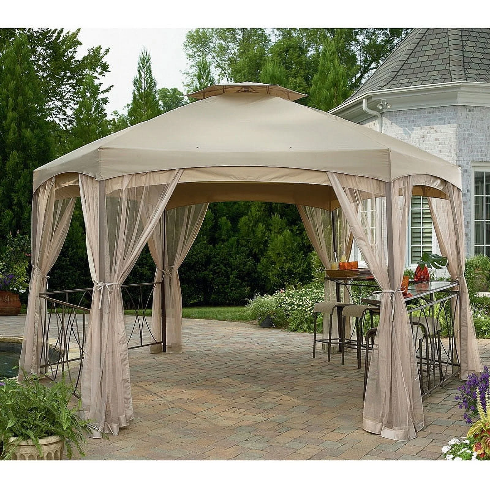 Garden Winds Replacement Canopy Top for Clayton Hexagon Gazebo - Riplock 350 - Curated Treasures Market
