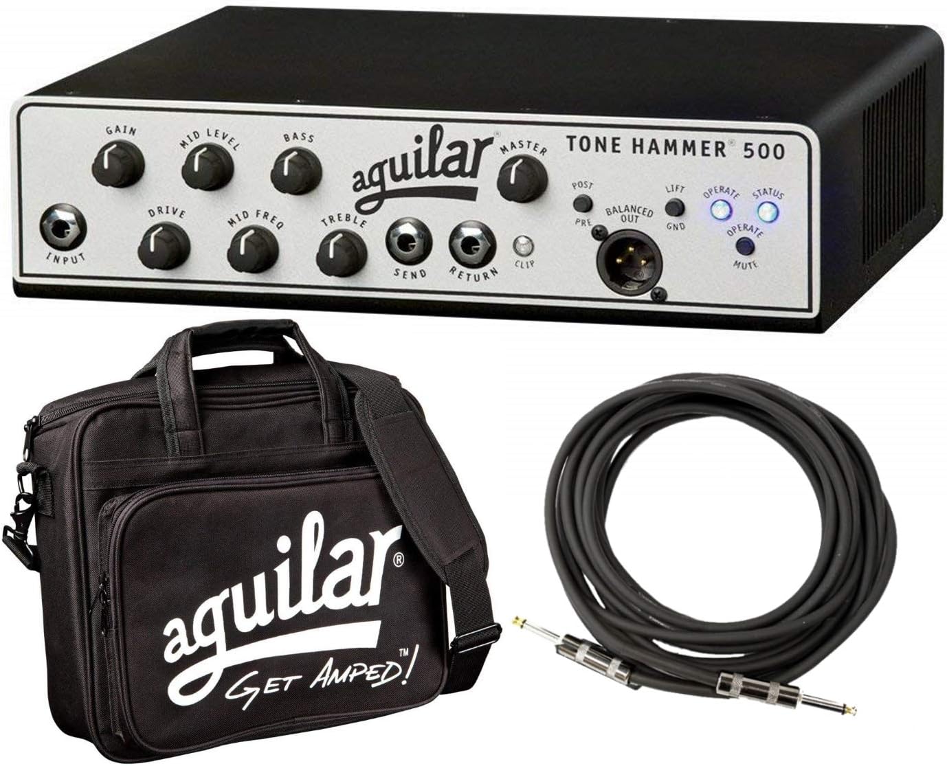 Aguilar Tone Hammer 500 Super Light 500 Watt Solid State Bass Amplifier Head with Drive Control