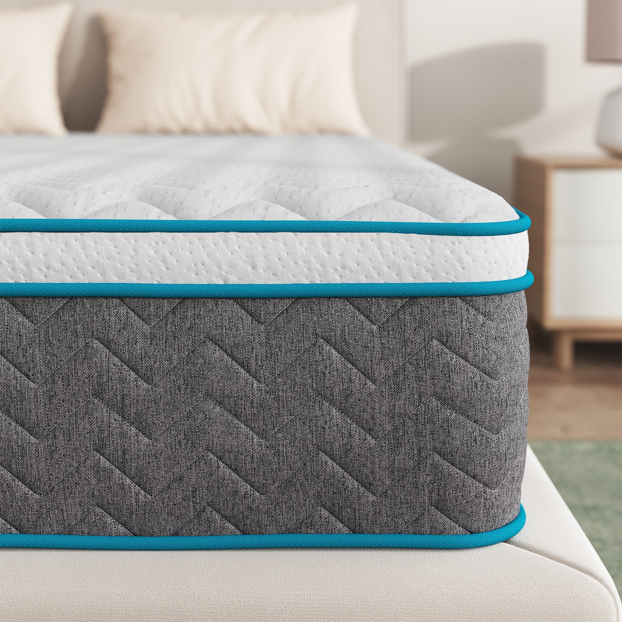 Full Size Mattress, Serweet 10 inch Bamboo Charcoal Memory Foam Hybrid Mattress Full, 7-Zone Pocket Innerspring and Pillow Top Double Mattress