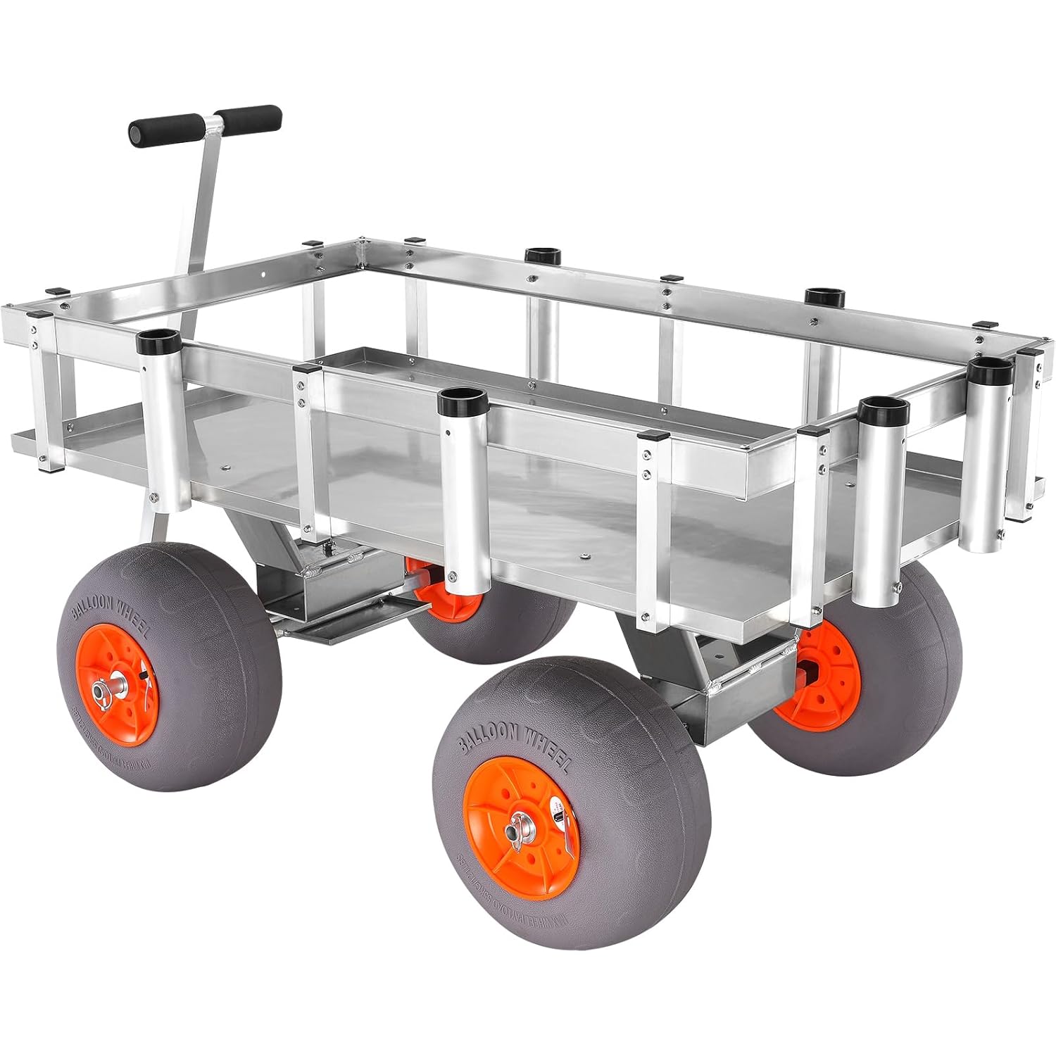 VEVOR Beach Fishing Cart, 400lbs Load Capacity, Fish and Marine Cart with Four 13" Big Wheels PU Balloon Tires for Sand
