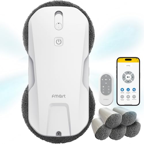 Fmart T11 Window Cleaning Robot, 5300PA Suction, Automatic 4-Way Spraying System, Triple Safety Protection, Smart Navigation, Remote Control