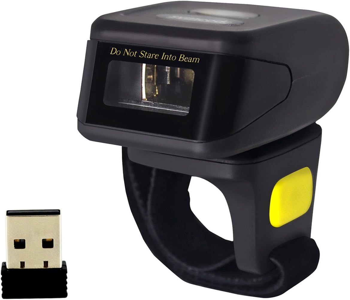 2D Bluetooth Ring Barcode Scanner,Symcode Wearable Wireless Finger Mini Bar Code Reader Scanner