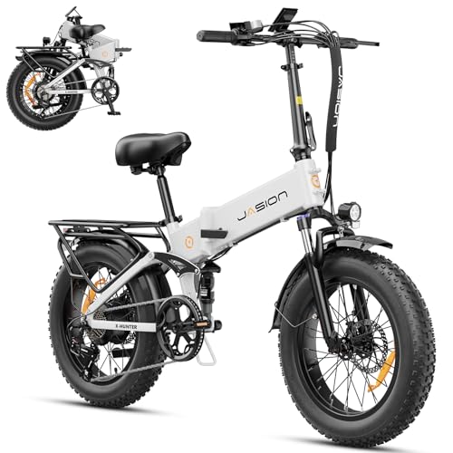 Jasion X-Hunter Electric Bike for Adults,1400W Peak Motor 30MPH Max Speed,48V 13AH Removable Battery, Full Suspension System Design