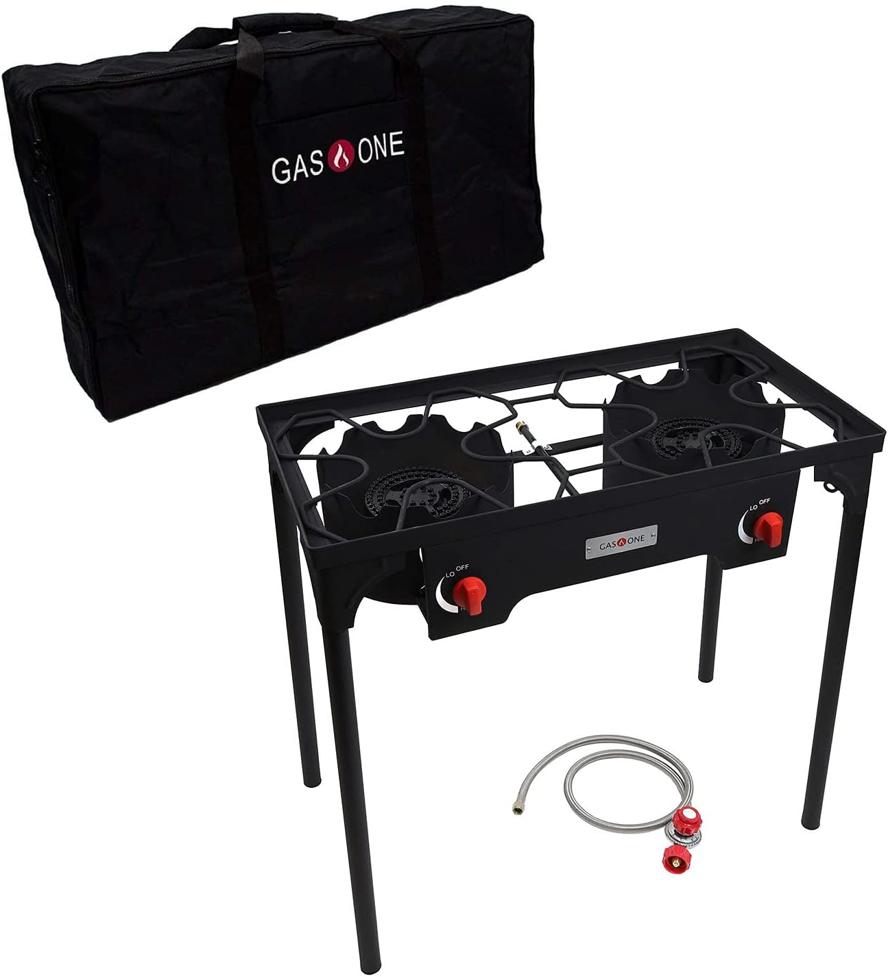 GasOne Two Burner Propane Camp Stove with Carry Bag Outdoor High Pressure Propane Double Burner