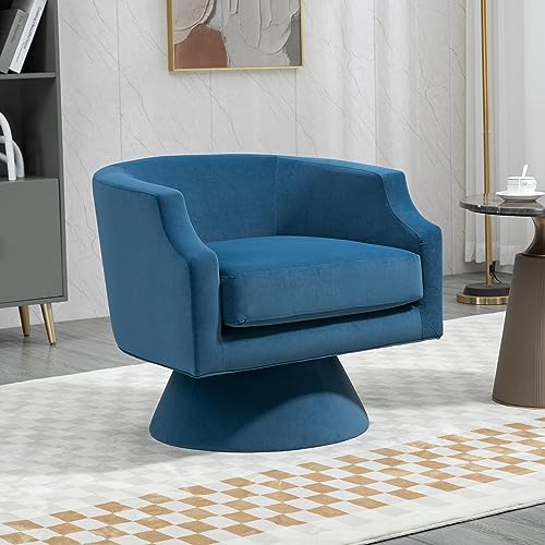 360 Degree Swivel Barrel Chair, Round Accent Sofa Chair with Wide Upholstered, Comfy Velvet Swivel Club Armchair for Living Room, Bedroom