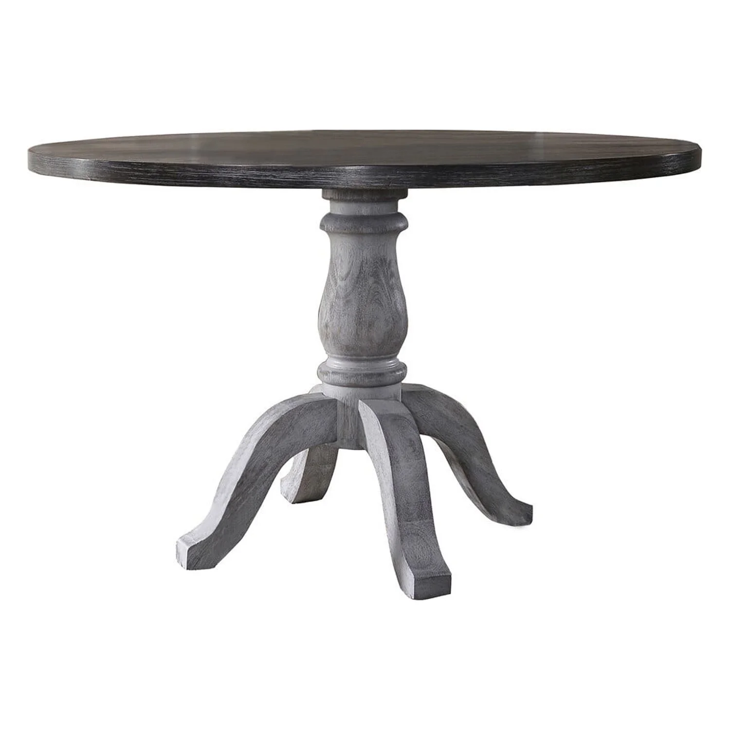 Best Master Farmhouse Style Wood Round Dining Table in Weathered Gray