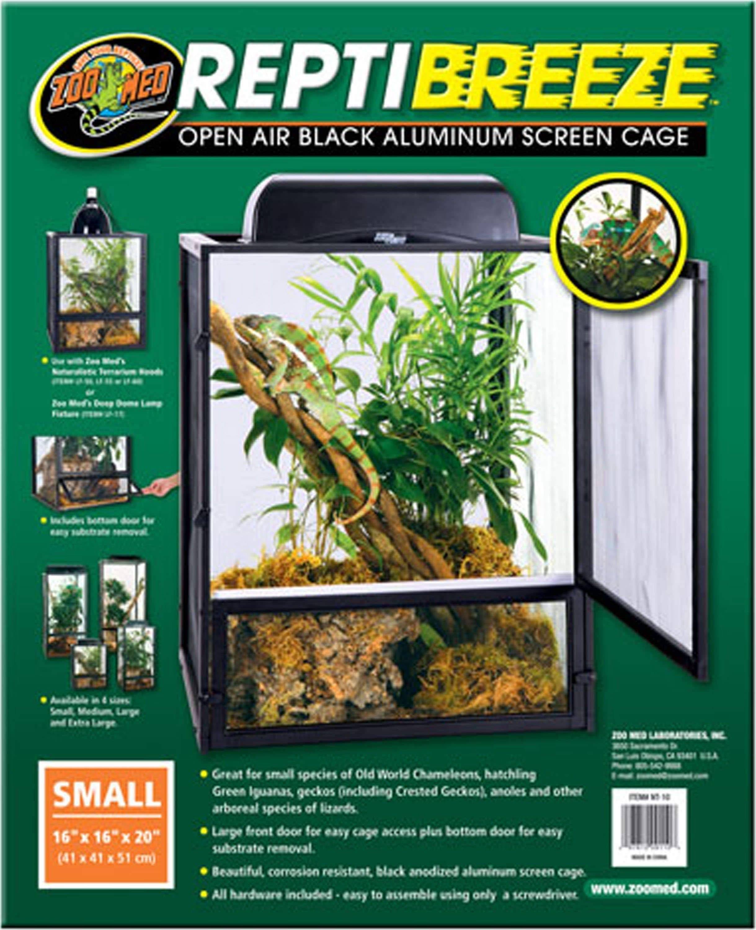Zoo Med ReptiBreeze Open Air Aluminum Screen Cage - Black - Small