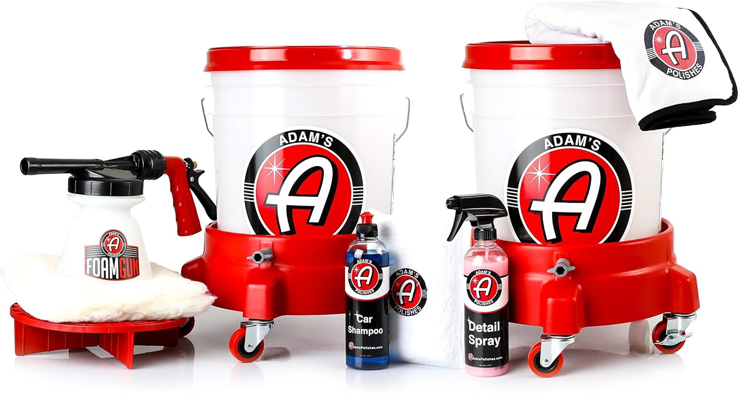Adam's Two Bucket & Bucket Caddy Wash Kit - Easily Maneuver Your Buckets When You Wash - Safely and Effectively Wash and Dry Your Vehicles