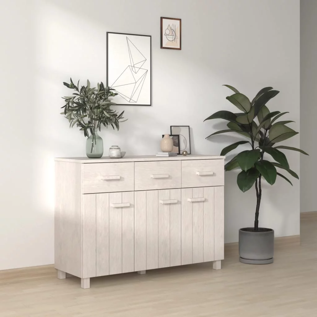 Walmeck Sideboard HAMAR White 44.5"x15.7"x31.5" Solid Wood Pine