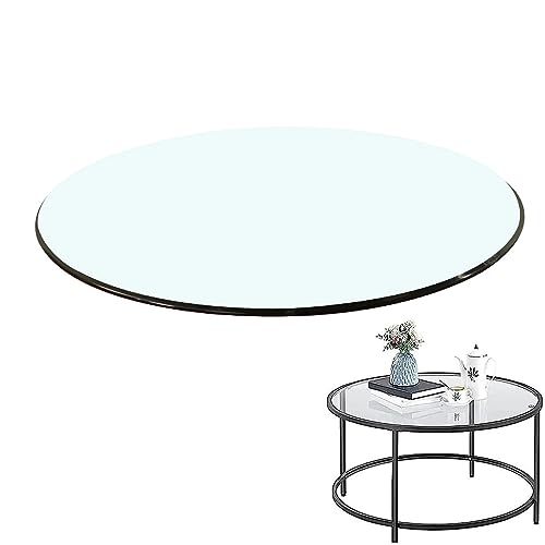 SAGIDAR Round Tempered Glass, Clear Table Top, Round Glass Table Top, Clear Glass High Gloss, Glass Tops for Dining Room Table