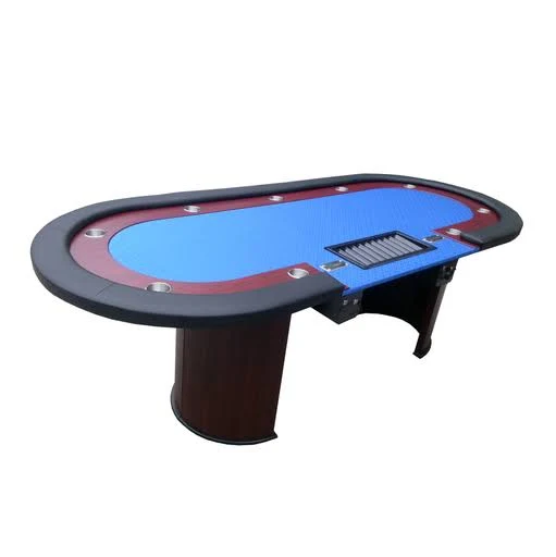 IDS Poker Table for 96x22 x 43x22 10 Players Blue Speed Cloth Racetrack Cup Holders Chip Tray Double Drop Box Wooden Legs