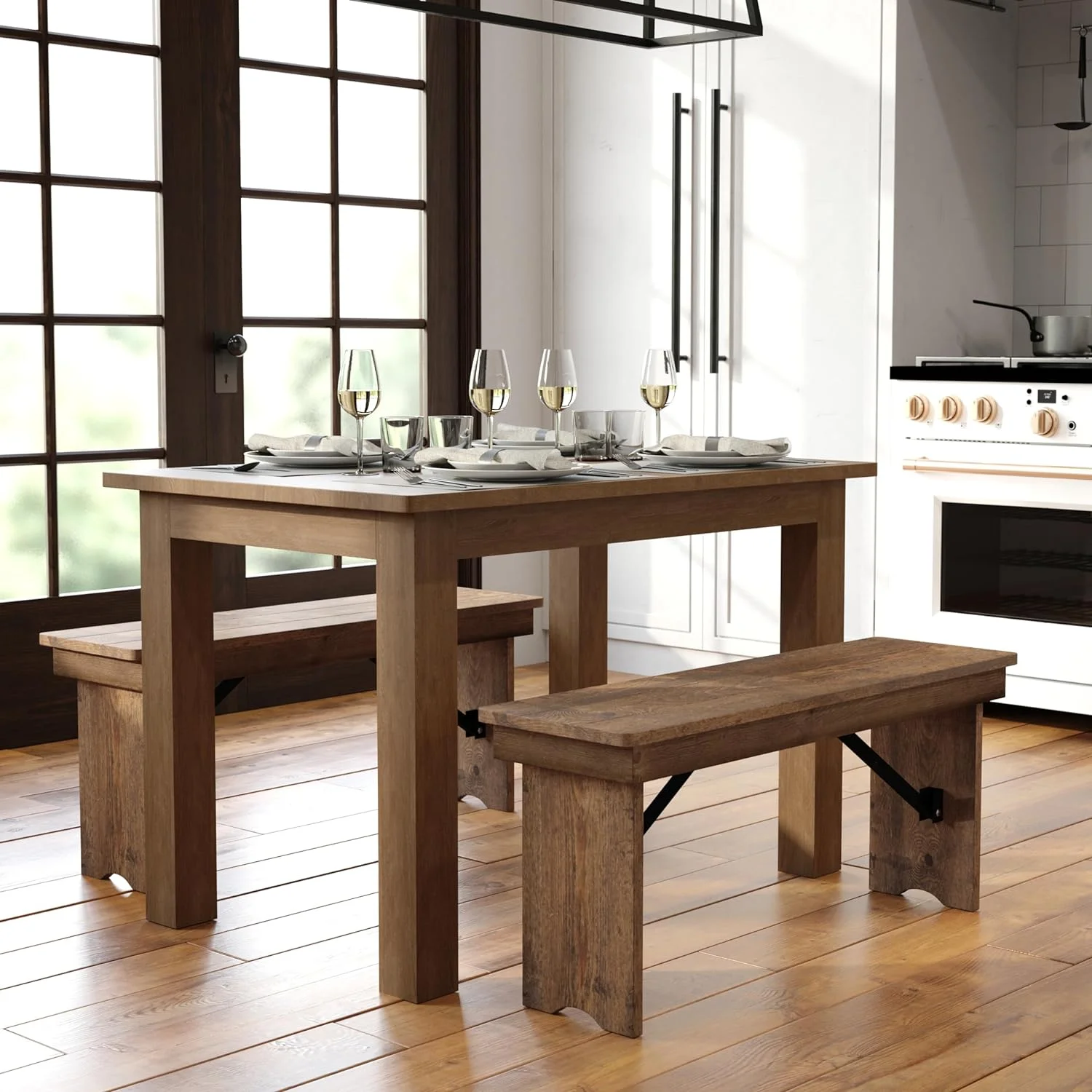 X 30" Rectangular Antique Rustic Solid Pine Farm Dining Table - Curated Treasures Market