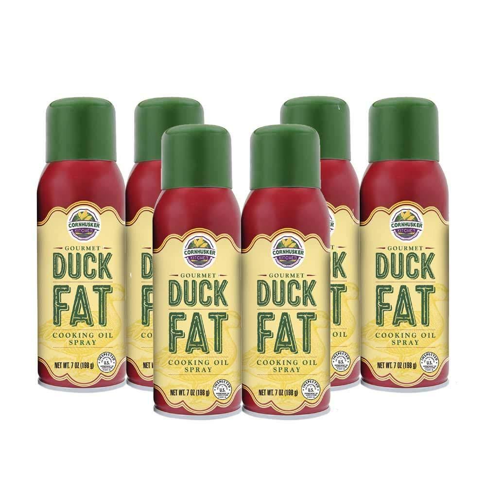 Cornhusker Kitchen&s Duck Fat Cooking Oil Spray 7 oz - Case of 6 Cans - Made in The USA - Proudly Made in Nebraska