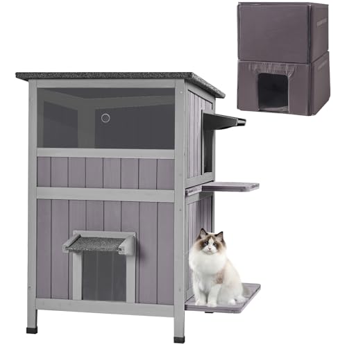 GUTINNEEN Outdoor Cat House Insulated for Winter Weatherproof Feral Cat Shelter