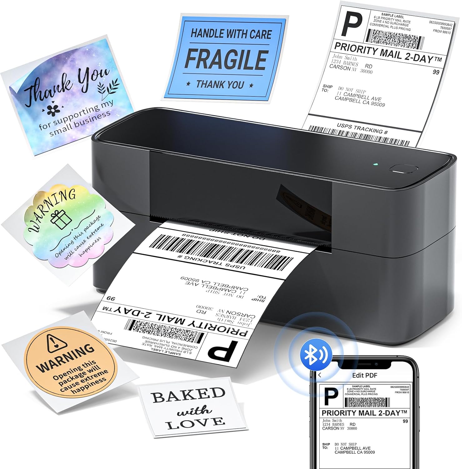 Phomemo Bluetooth Thermal Label Printer, 4x6 Thermal Shipping Label Printer for Small Business