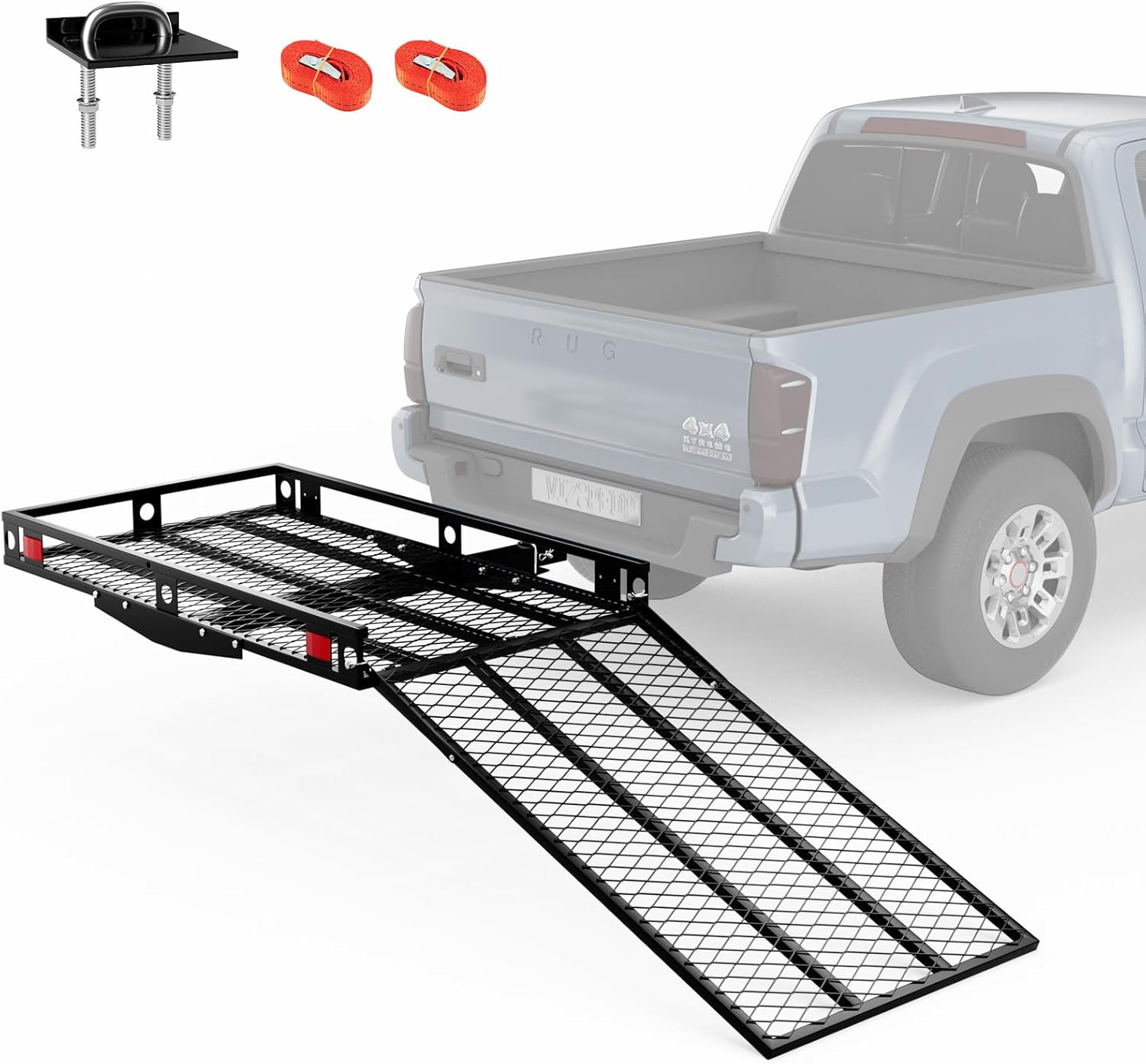 Mobility Scooter Carrier, 500 LBS Capacity Wheelchair Carrier Hitch Mount with Foldable Ramp, Stabilizer & Straps