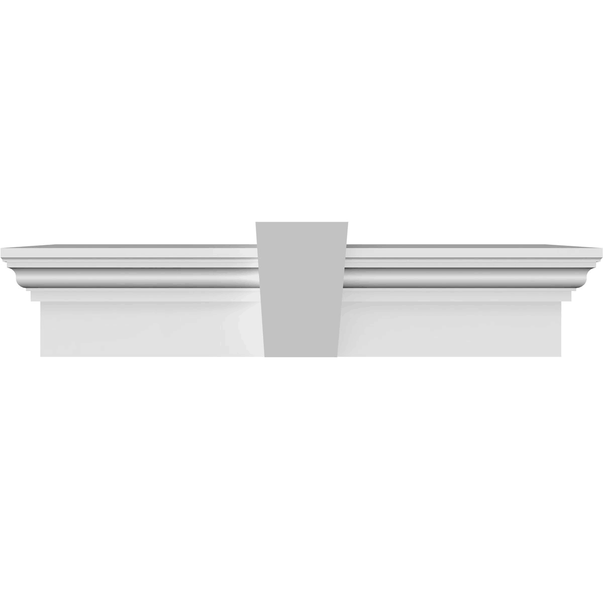 Ekena Millwork CRH09X43KF 43x22 Bottom Width x 49 1/4x22 Top Width x 9x22H x 1x22P Traditional Crosshead w/ Flat Keystone