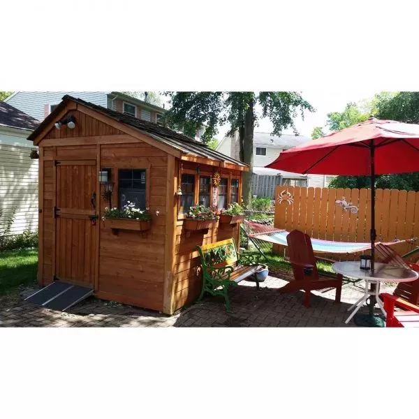 OUTDOOR STORAGE SHED, 7X7 FEET, RESIN WEATHER RESISTANT OUTDOOR GARDEN STORAGE SHED FOR BACKYARD, GARDEN, TOOL STORAGE, LAWN, GARAGE ORGANIZER